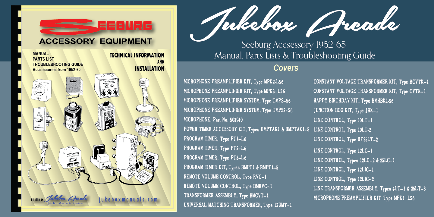 Seeburg Accessory Equipment Service Manual, Parts List & Trouble Shooting 1952-65