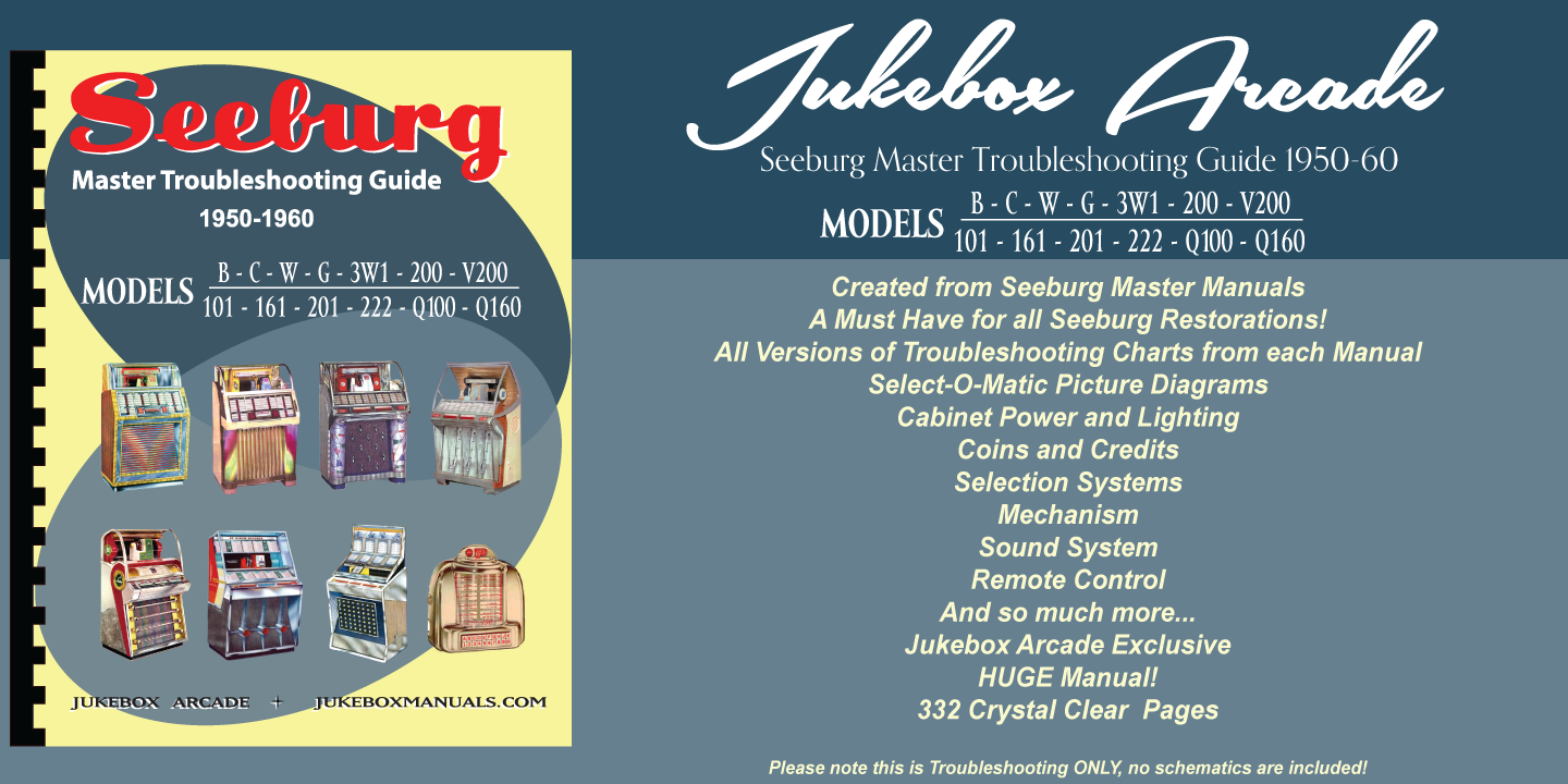 Seeburg Master Trouble Shooting Manual for Models B,C,W,G,3W1,200,V200,101 