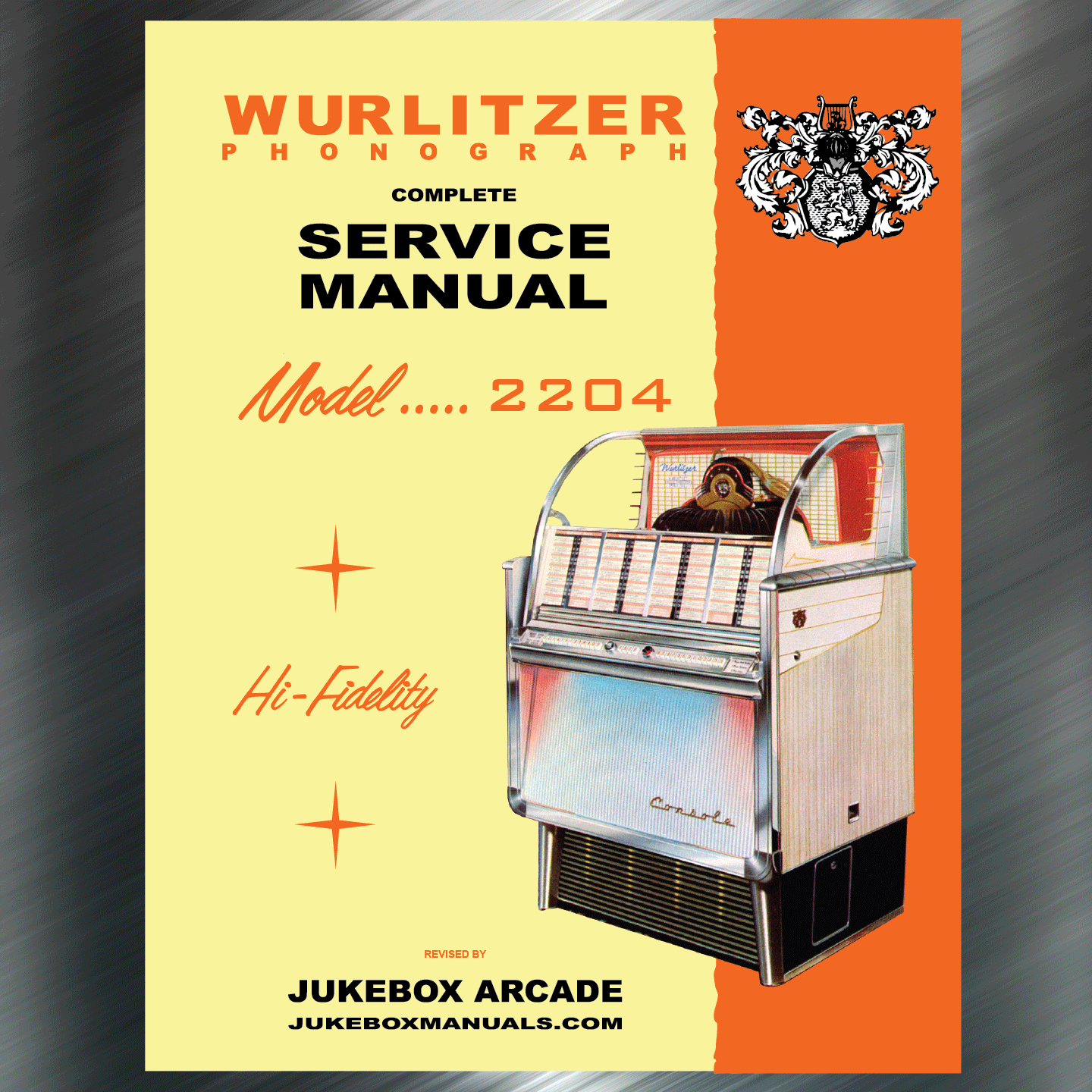 Wurlitzer Model 2204 Service Manual & Parts Lists Installation & Operations NEW 